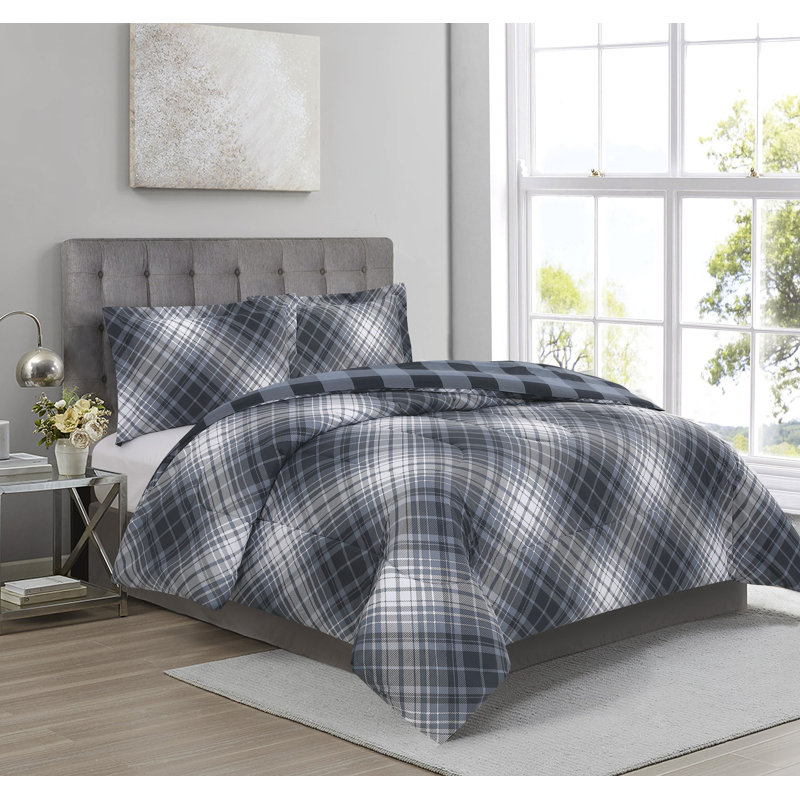 Microfiber Comforter Set, Twin Comforter + 1 Twin Sham, Dark Gray