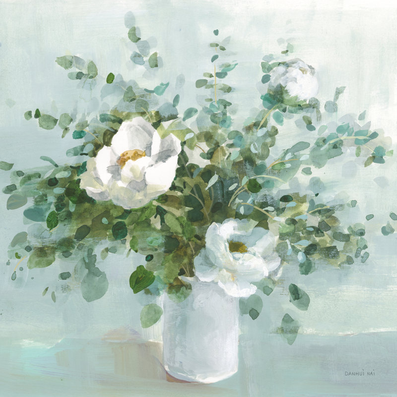 «Bouquet Charm Crop» par Danhui Nai - Peinture, H 12 po x l 12 po, Papier avec cadre blanc simple photo sans passe-pa