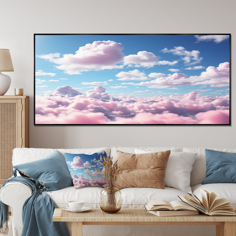 Sky Sky Horizon I - art mural ciel, H 28 po x l 60 po x P 1,5 po, Cadre flottant noir