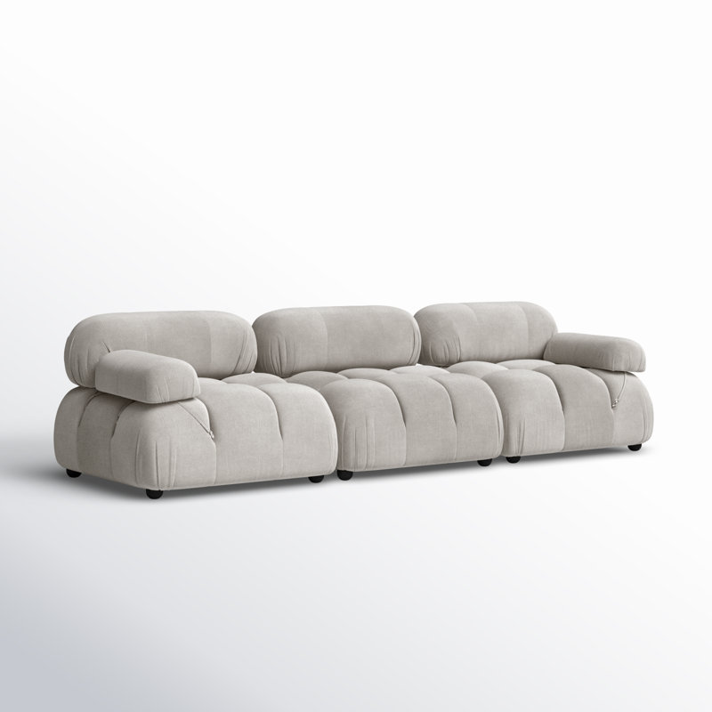 Canapé modulaire 3 pièces 109,5 po Sigma, Velours vert olive, H 27,5 po x l 109,5 po x P 36 po, 3