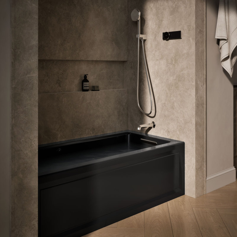 Archer 60" x 30" Integral Apron Whirlpool, Noir, Droite