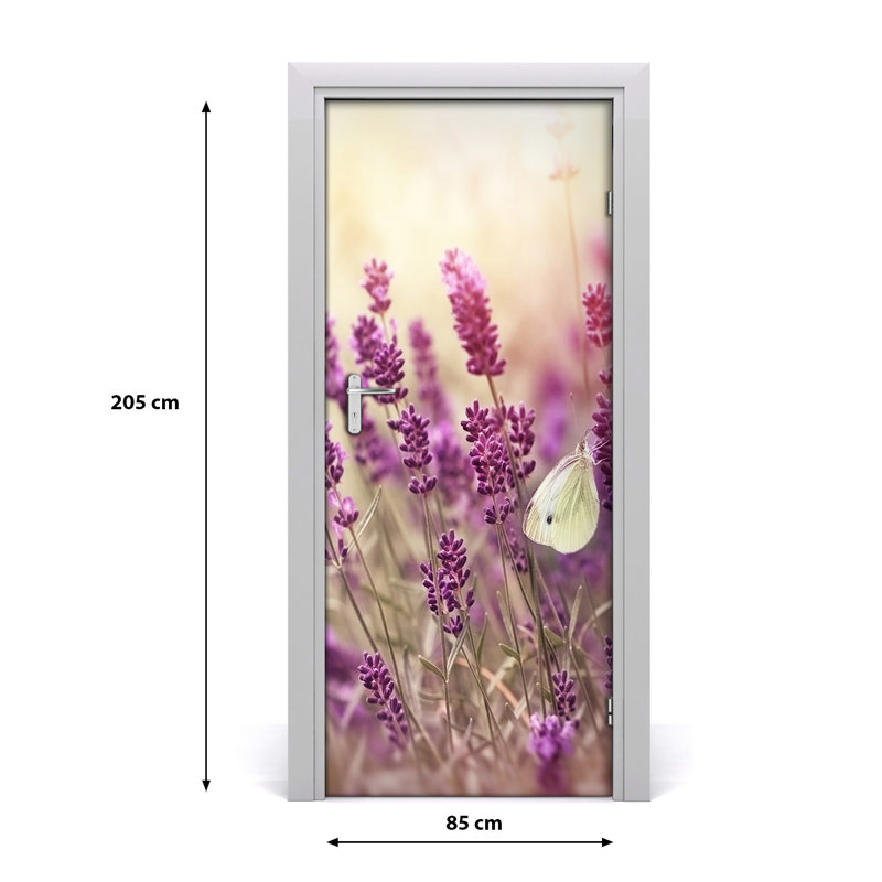 Lavender Flowers Door Decal, 205cm H x 85cm W