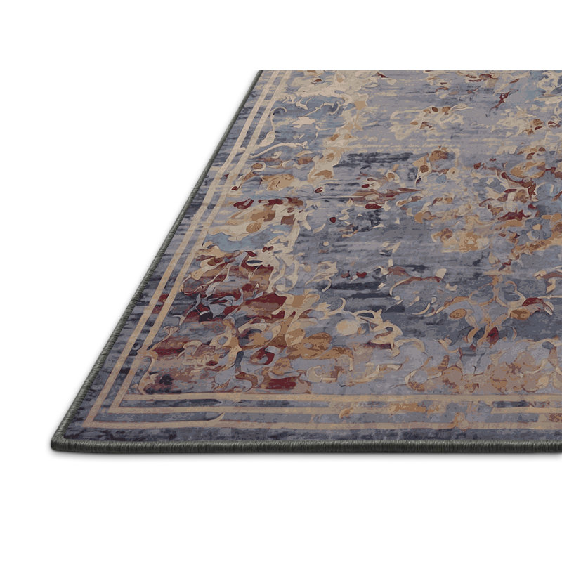 Tapis gris soyeux et moelleux, Rond 4 pi