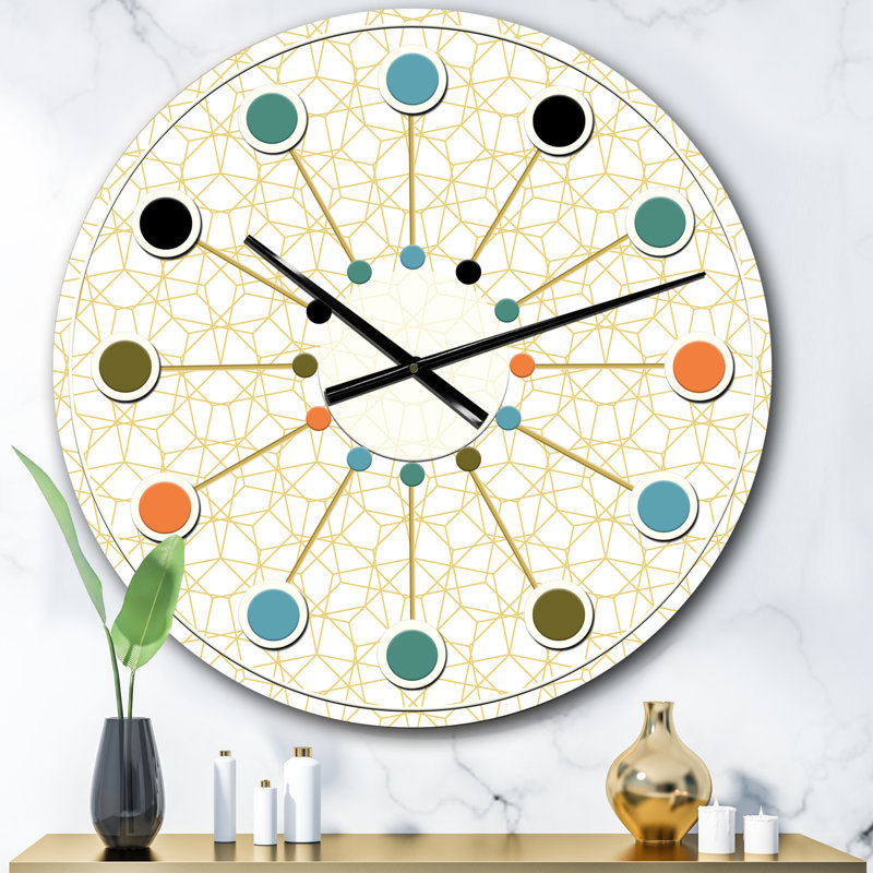 Horloge murale abstraite géométrique Mid-Century, Petit