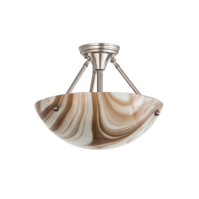 Metro Cognac Swirl 3 - Light Semi Flush Mount