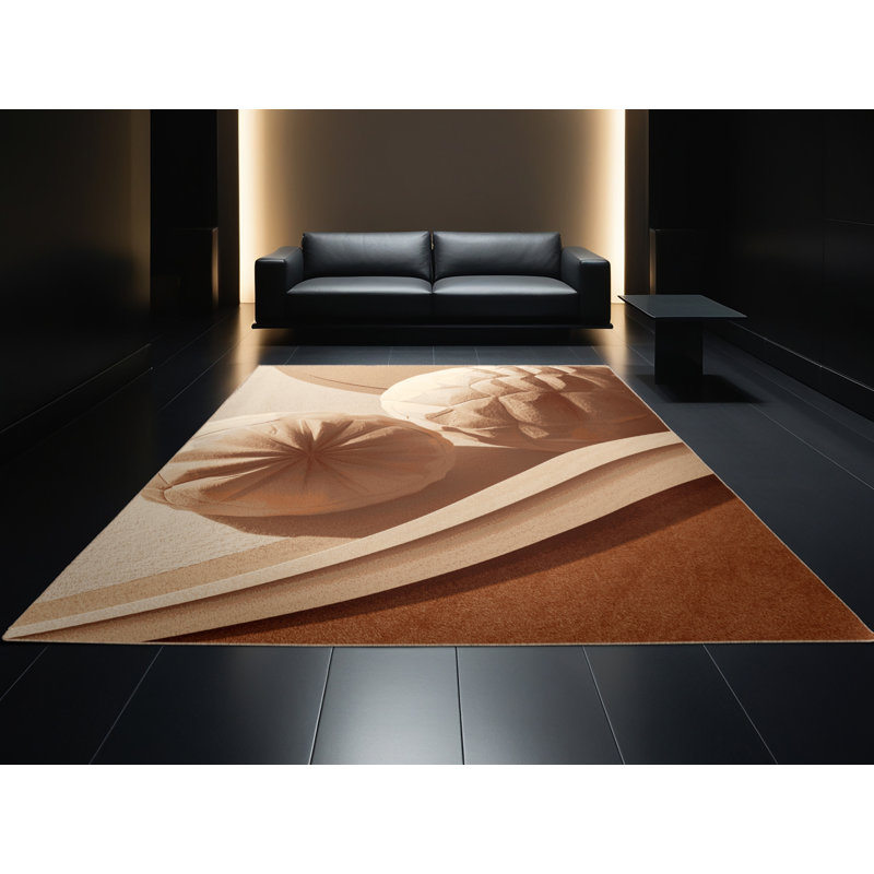 Machine Washable Olney Mochi Modern Rug in Brown – Beige Binding, 2x4