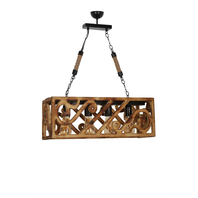 Lustre rectangulaire à 4 lumières Electra, Brun pâle