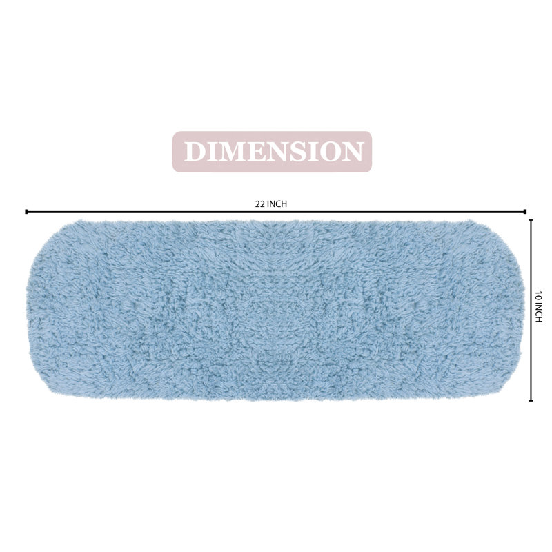 Tapis de bain 100% coton touffeté, housse de réservoir très douce et lavable à la machine 10 x 22 po, Bleu