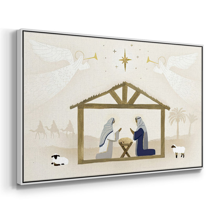 Away In A Manger Collection A, H 27 po x l 41 po x P 1,5 po, Cadre flottant blanc