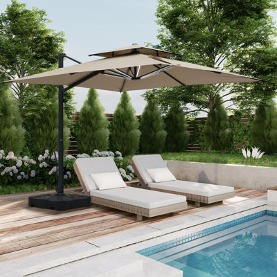 Zamari 118.11'' Lighted Tilt Cantilever Umbrella