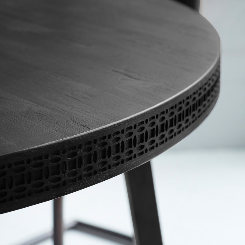 Cassilyn Round Solid Wood Dining Table, Black Charcoal