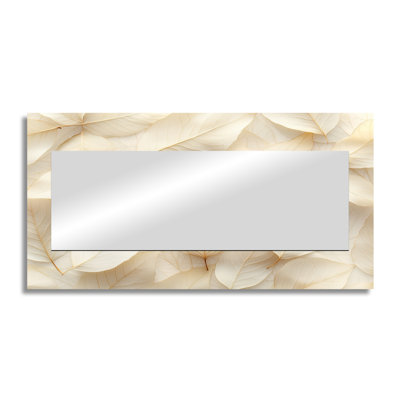 Ivory Leaves Foliage Collage II - Floral Accent Wall Mirror - Printed On Metal
