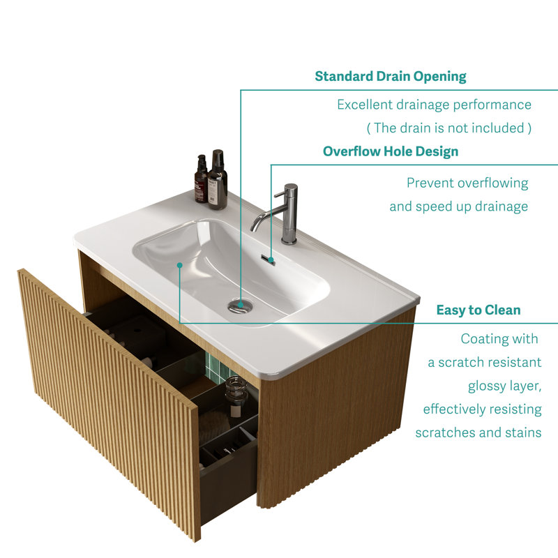 Integrated White Ceramic Basin – Drain Not Included | Gift Idea