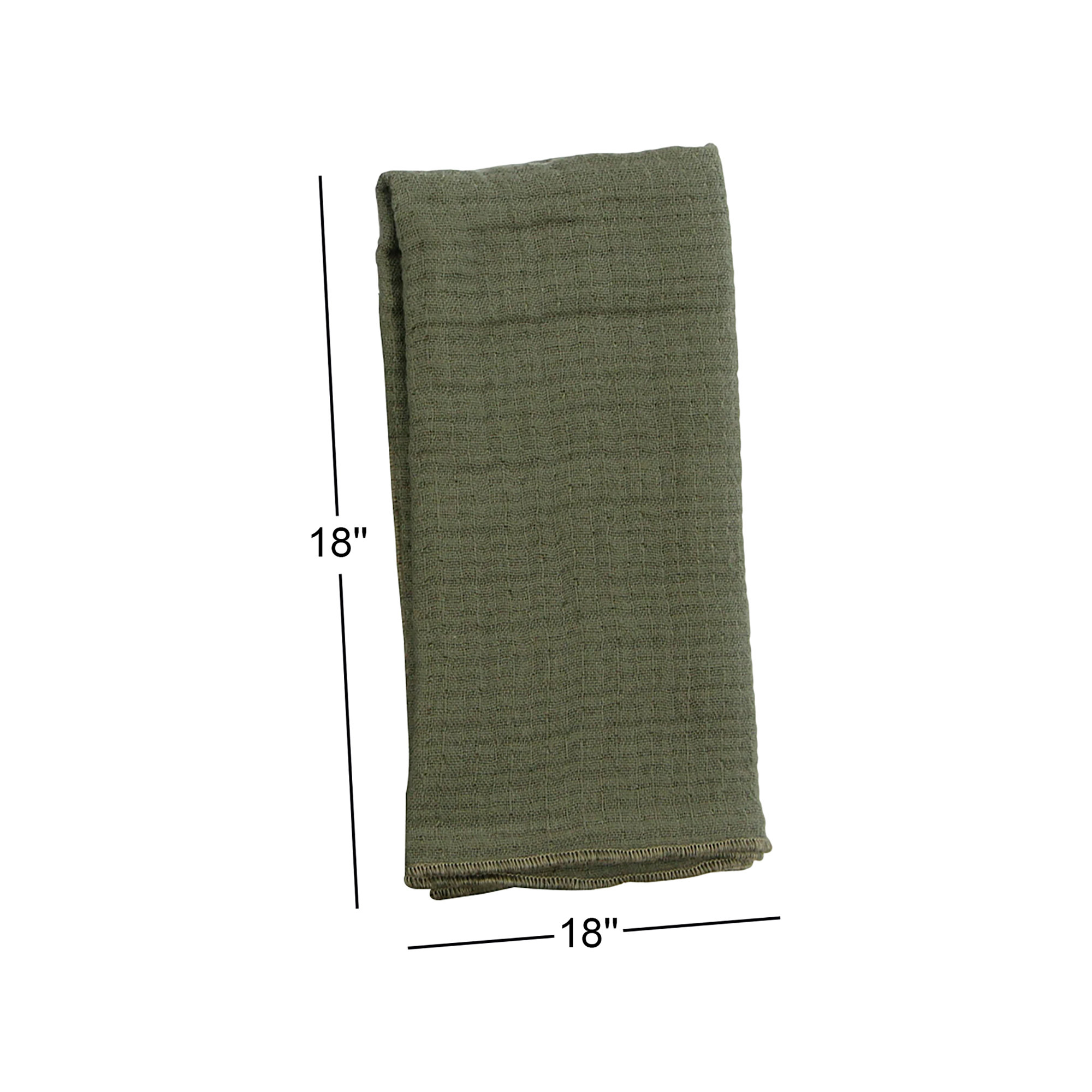 Reversible Muslin Napkin With Overlock Hem, Sage