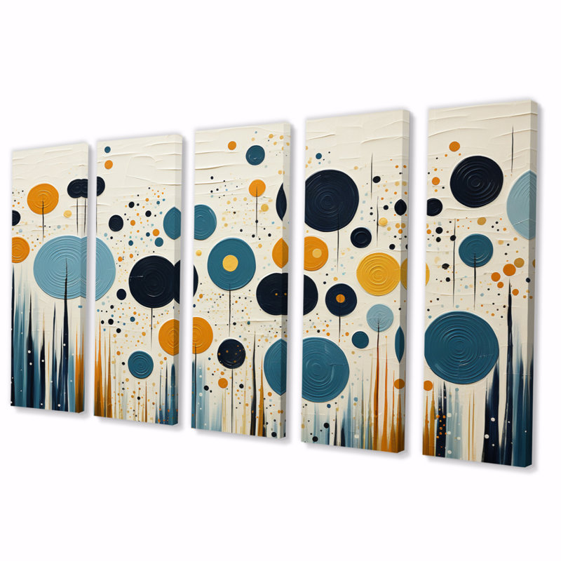 Impression sur toile 5 pièces colorées Mid Century Minimalist Oasis II