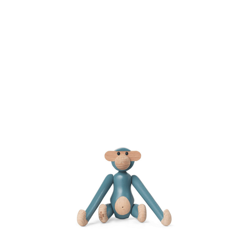 Mini Monkey Figurine, Vintage Blue