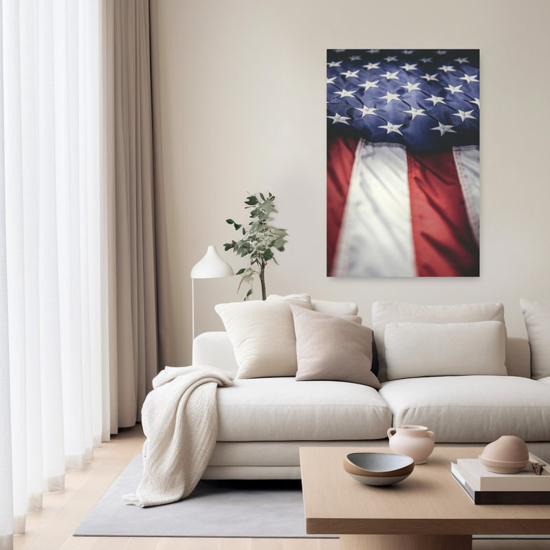 Affiche murale abstraite vintage représentant un paysage naturel avec le drapeau américain patriotique, 60" H x 40" W