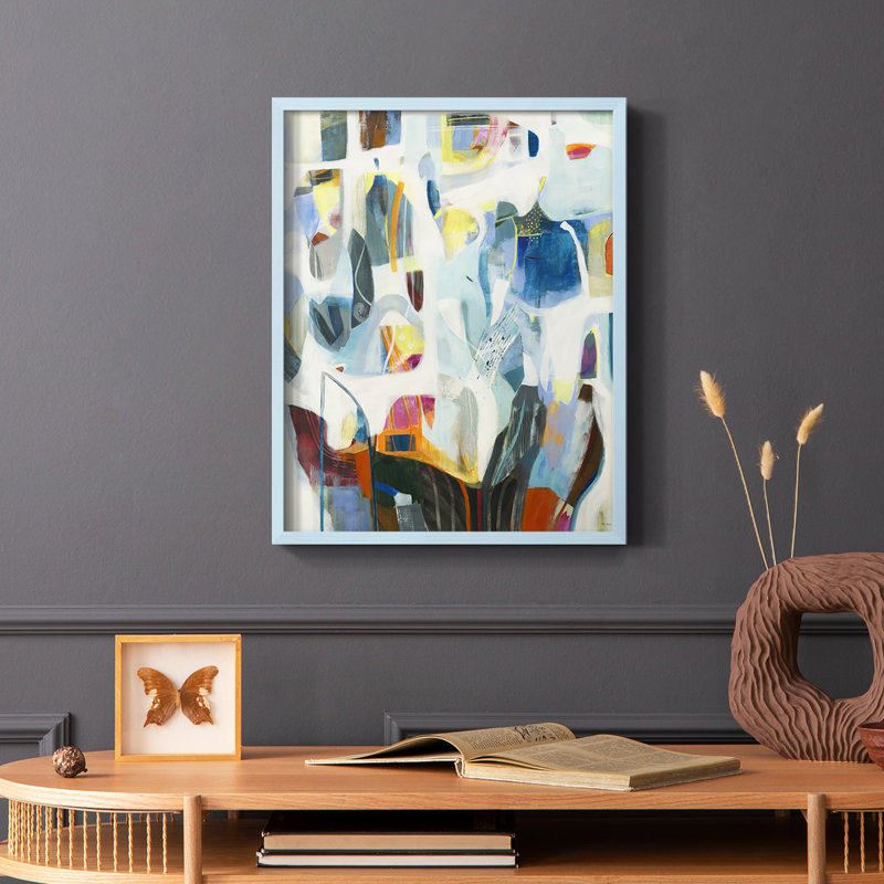 Reproduction encadrée à vers ouvert - bois massif, H 10 po x l 8 po, Bleu