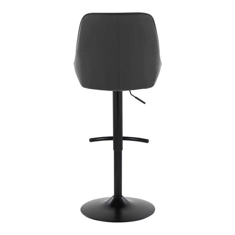 Tabouret de bar réglable Diana avec repose-pieds arrondi en T - ensemble de 2, Siège noir / cadre noir
