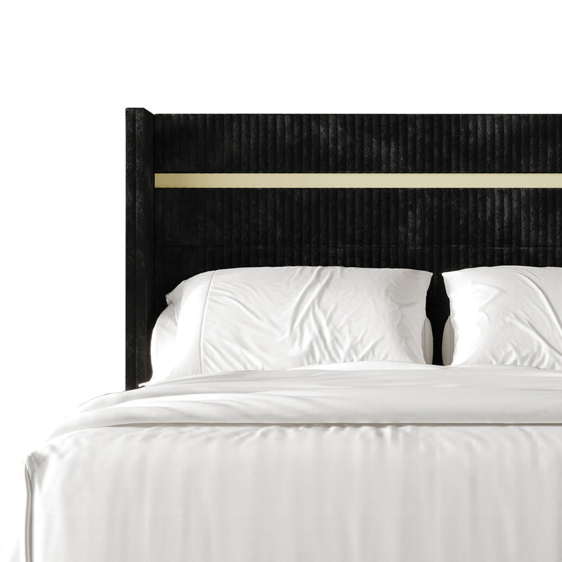 Anaika Corduroy Upholstered Low Profile Standard Bed, Black, Twin