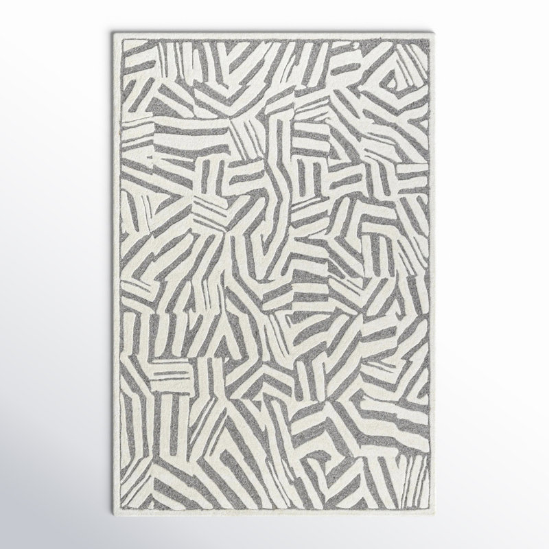 Ameeran Hand Tufted Wool Indoor Rug, Rectangle 5' x 7'6"