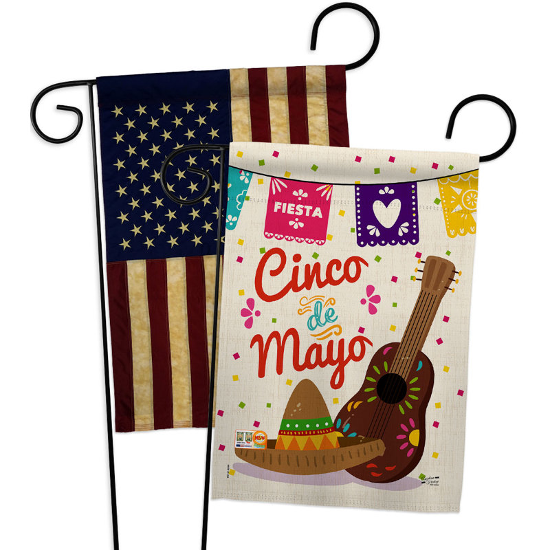 Double Sided 18.5 in. H x 13 in. W Polyester Cinco de Mayo Garden flag
