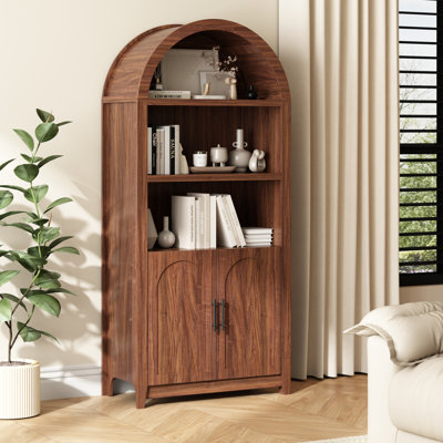 Kalaen 69" Arched Display Wood Cabinet Adjustable Shelves by Gracie Oaks
