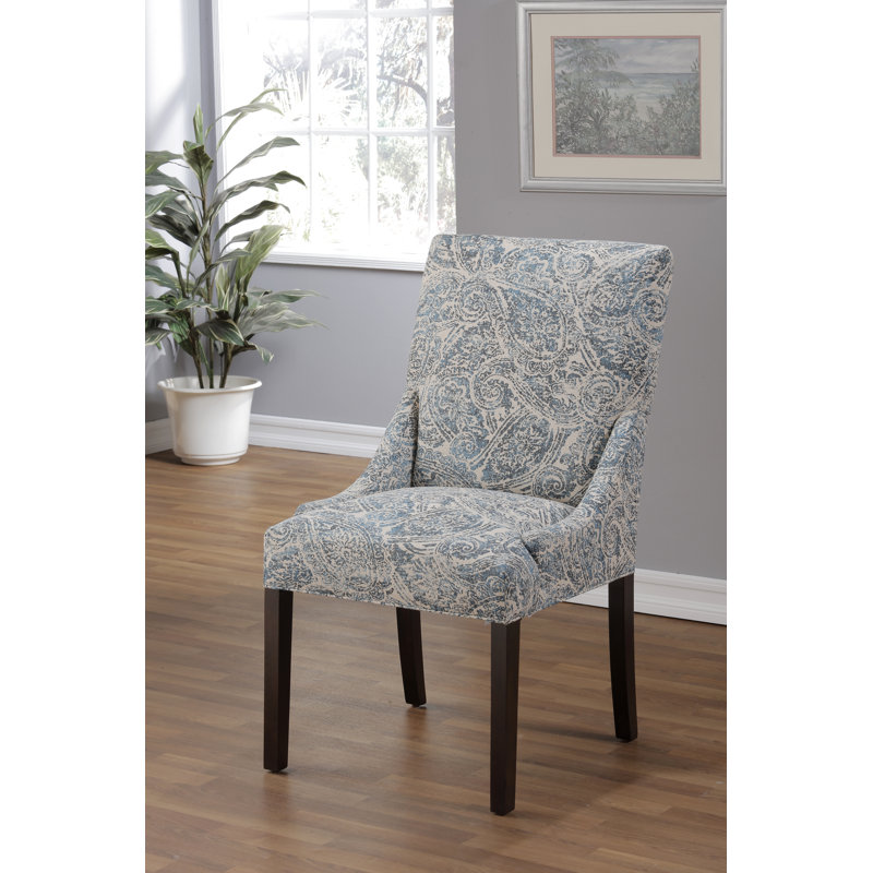 Chaise de salle à manger Griffie, Bleu cachemire / lin naturel, Espresso