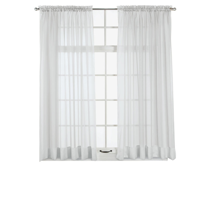 White Sheer Polyester Rod Pocket Window Curtain Panel 60" x 63"