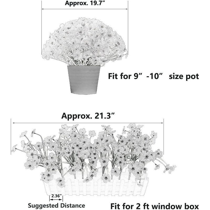 20 paquets de fleurs artificielles pour l'extérieur, Rose