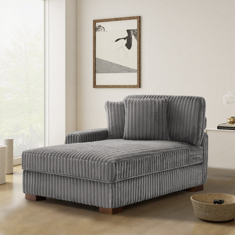 Upholstered Chaise Lounge, Light Grey