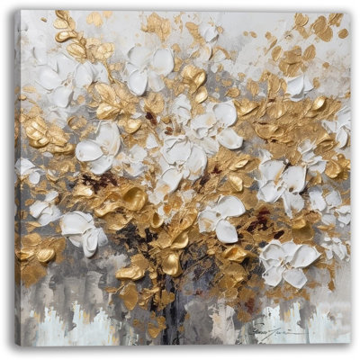 " Gilded Petals Abstract Art "