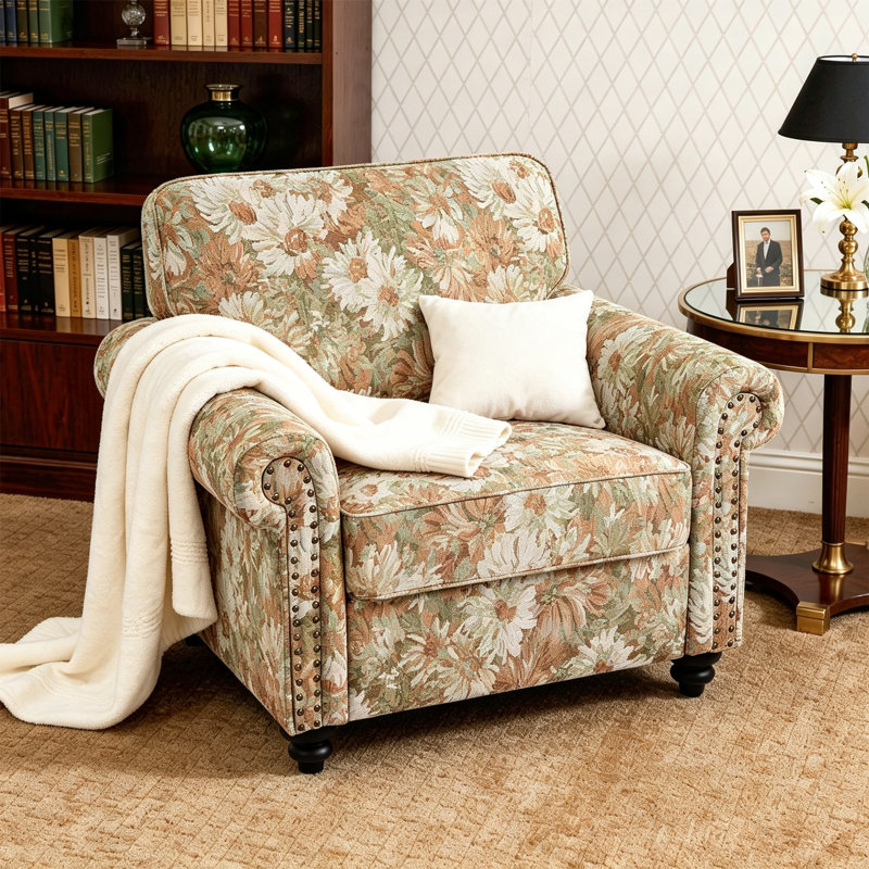Fauteuil rembourré en mélange de coton, Fleurs de sable