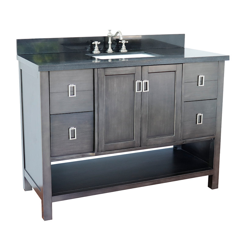 Wilhoit 49'' Single Bathroom Vanity with Top, Silvery Brown/Black Galaxy