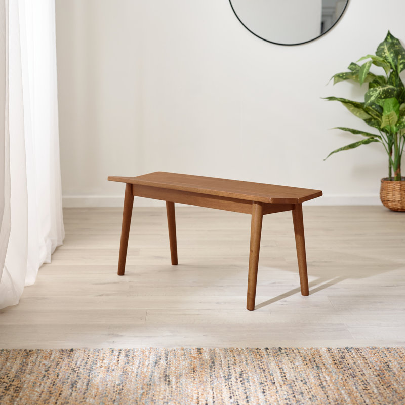 Banc en bois massif Drea - Style campagnard rustique traditionnel, H 17,3 po x l 37,4 po x P 11,8 po, Noyer