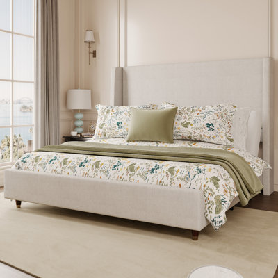 Smart Adjustable Bed Frame / 50" Upholstered Wingback Headboard / No Box Spring Needed