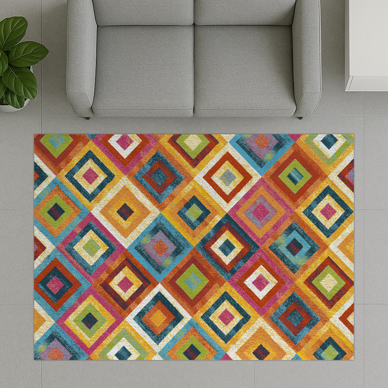 Geometric Area Rug, Rectangle 140 x 200 cm