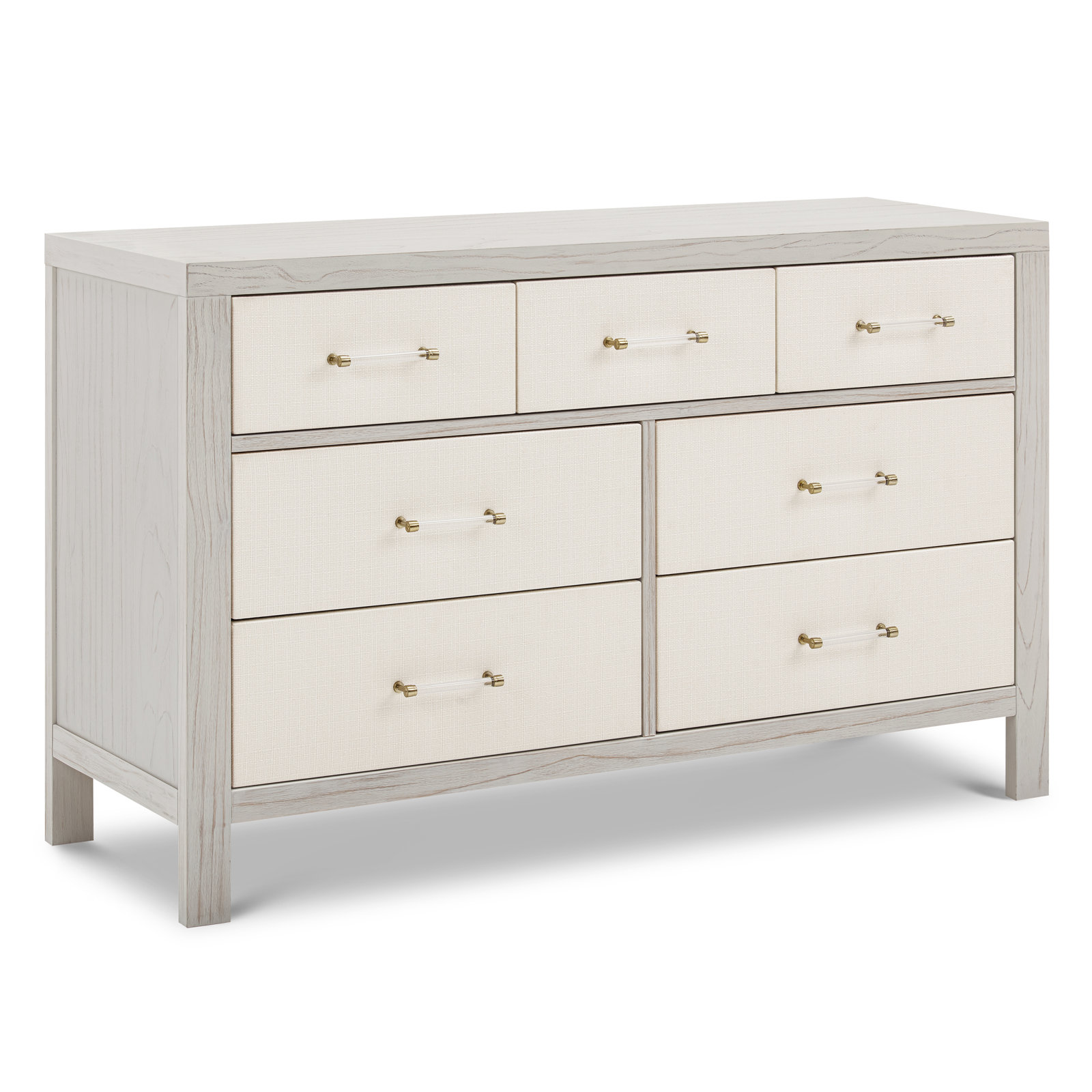 Eloise 7-Drawer Dresser, White Driftwood/Performance Pearl Eco-Weave