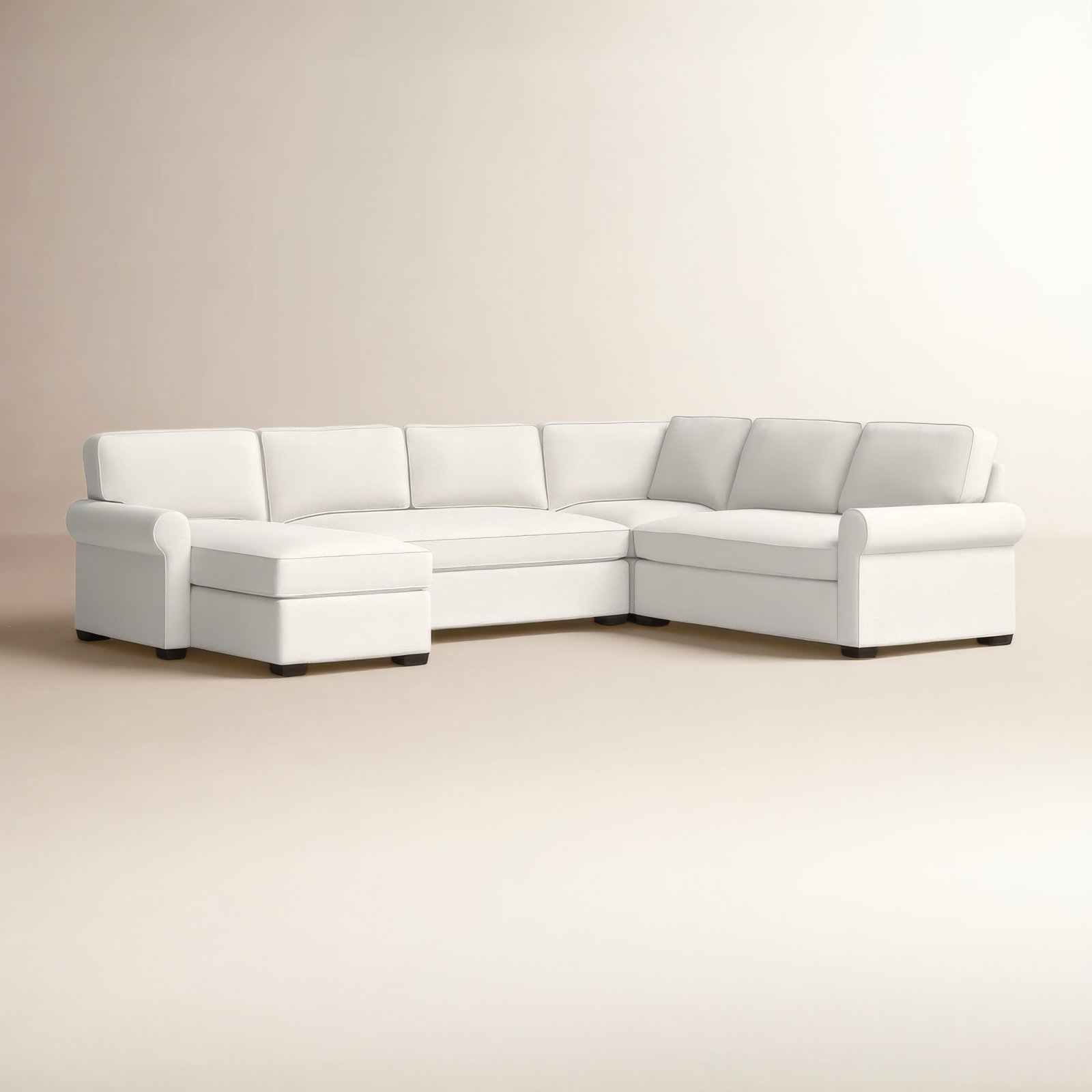 Porter Upholstered U-Sectional, Nomad Snow Crypton® Chenille, Right Hand Facing