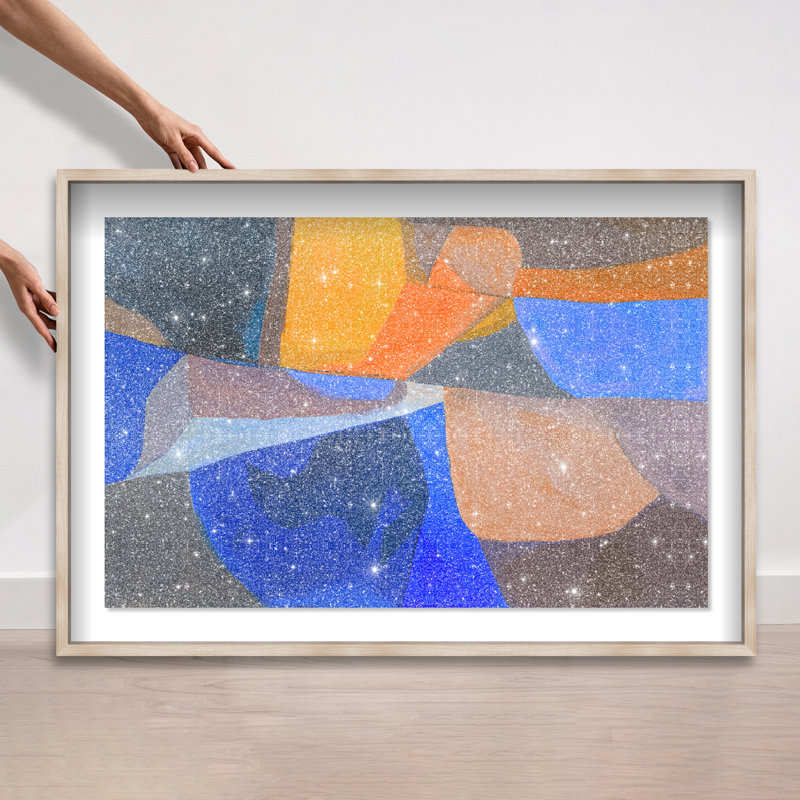 Patchwork Dream III Shadowbox Abstract Print by Oliver Gal, Black Frame, 15 x 10, 31.5"H x 46.5"W, Natural Oak Frame