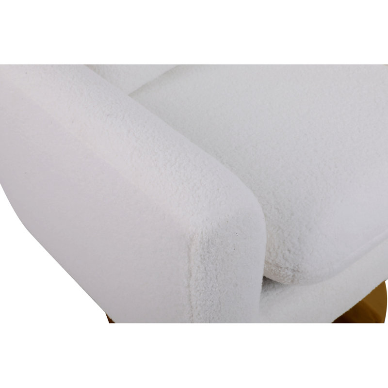 360-Degree Swivel Accent Chair with a Pillow, White Fabric