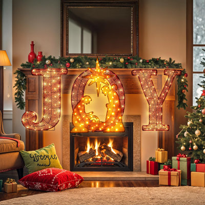 Ensemble de crèche de Noël 31,5 po, décoration de Noël 3 pièces autoportante ou murale pour la cour, la pelouse, le jardin ou l'intérieur