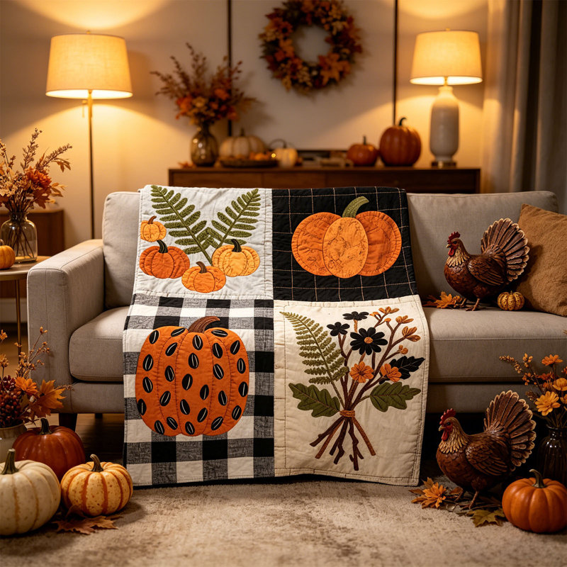 Cute Fall Themed Thanksgiving Blanket  Nap Time Blanket