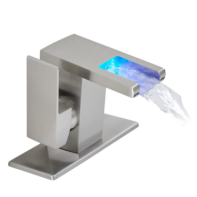Topcraft  Single Handle Single Hole Bathroom Sink Faucet with Base Plate, Brushed Nickel