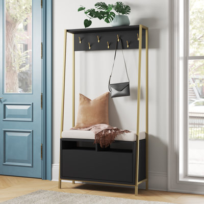 Andreous 37 " Wide Hall Tree with Shoe Storage and Shelves