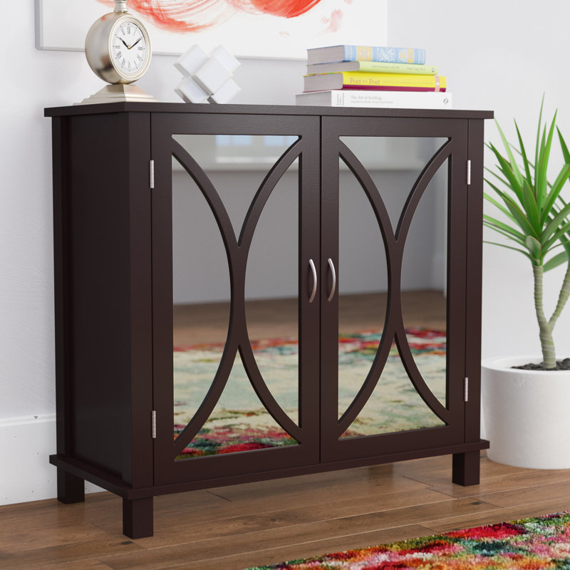 Console de canapé / vestibule en bois avec portes en miroir Bertu