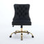Chaise de bureau moderne rembourrée et capitonnée à boutons avec base en métal-318416934