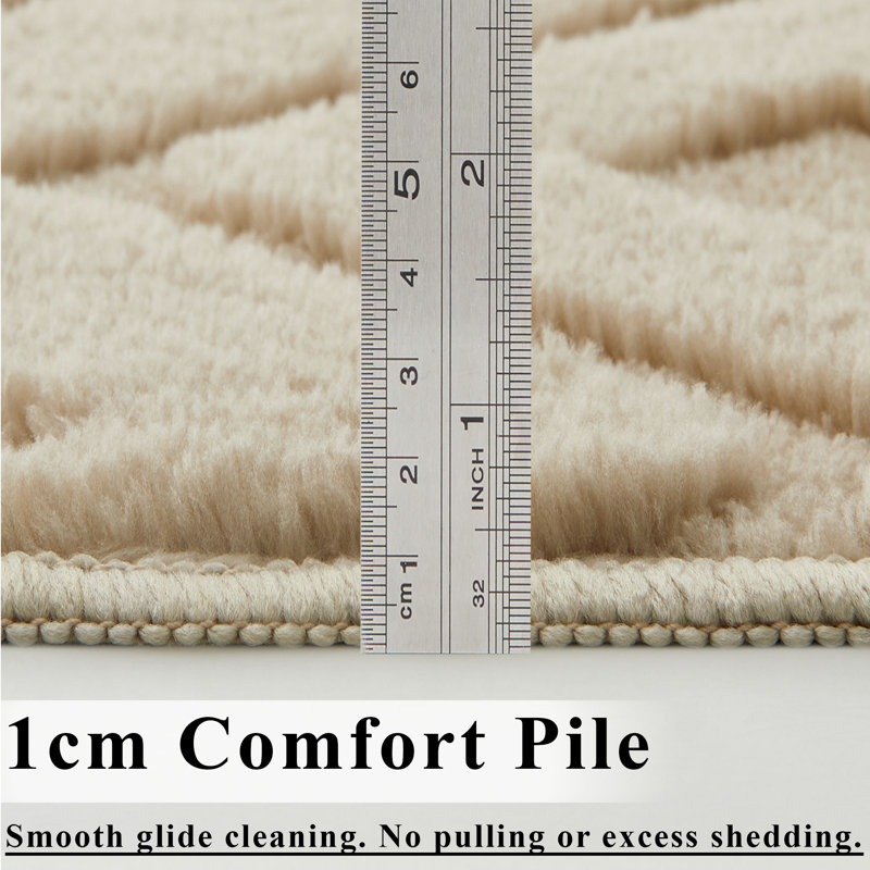  Modern High-Low Hollow Square Geometric Rug , 160 cm x 230 cm, Hollow Square Beige