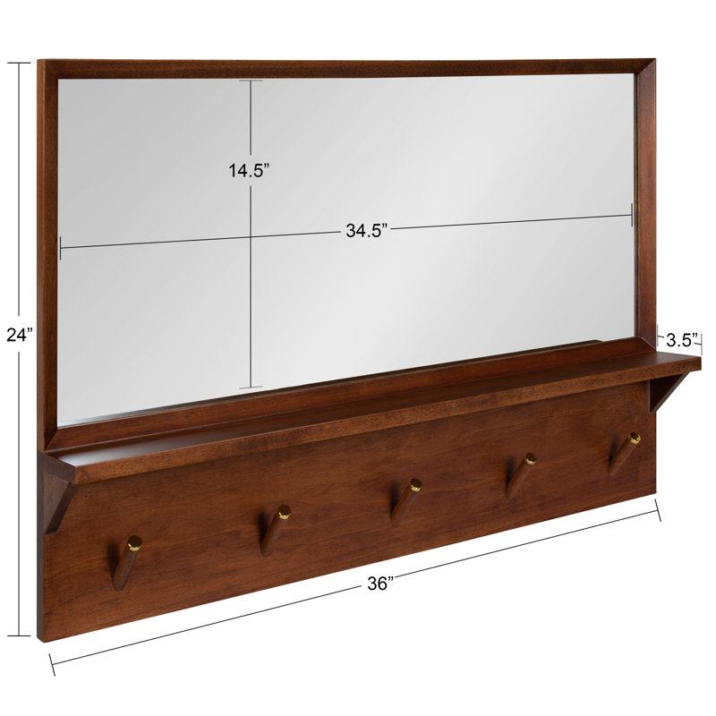 Jaela Wood Flat Mirror, 24" x 36", Walnut Brown