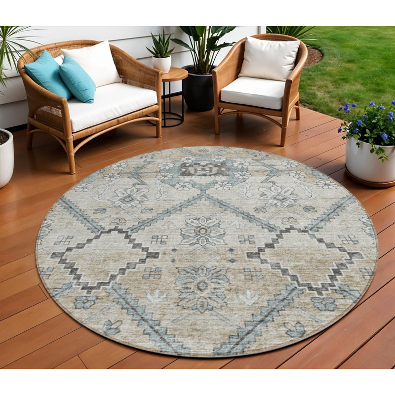 Tapis rond 8 po beige taupe beige